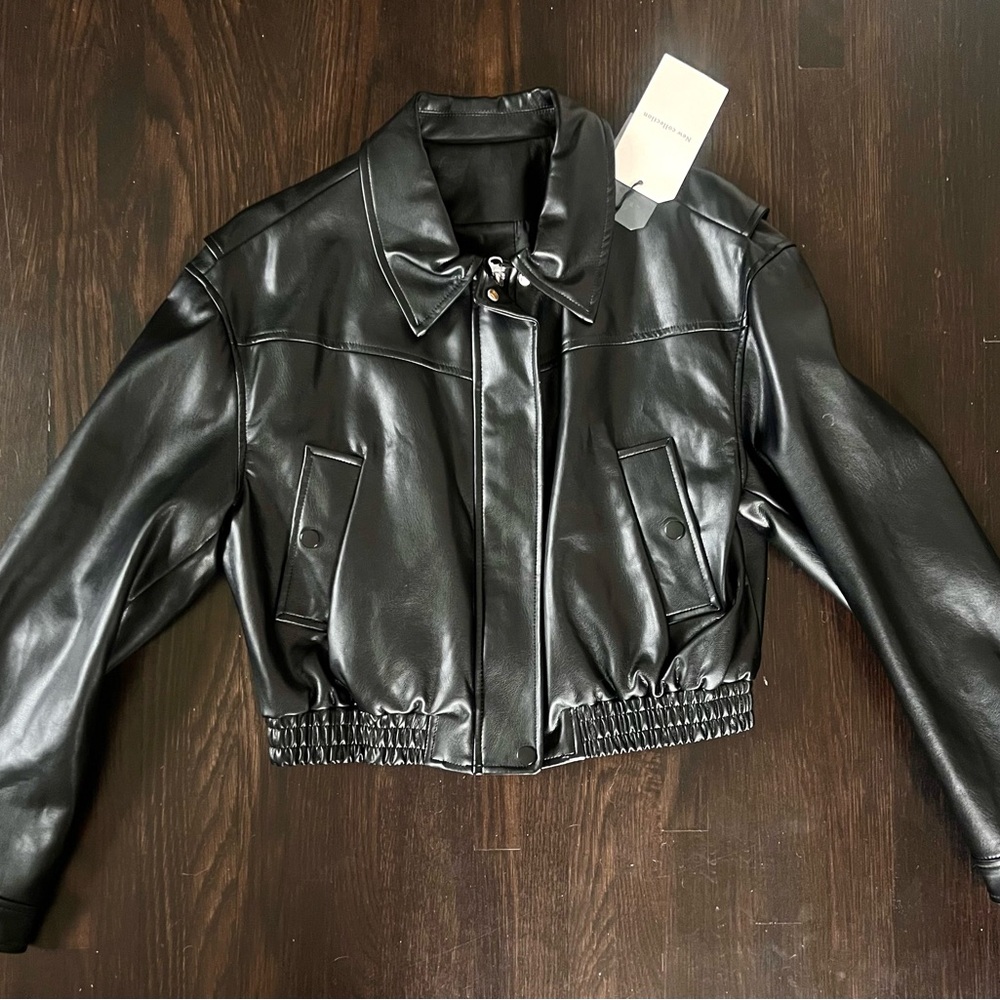Vintage-Style Faux Leather Jacket